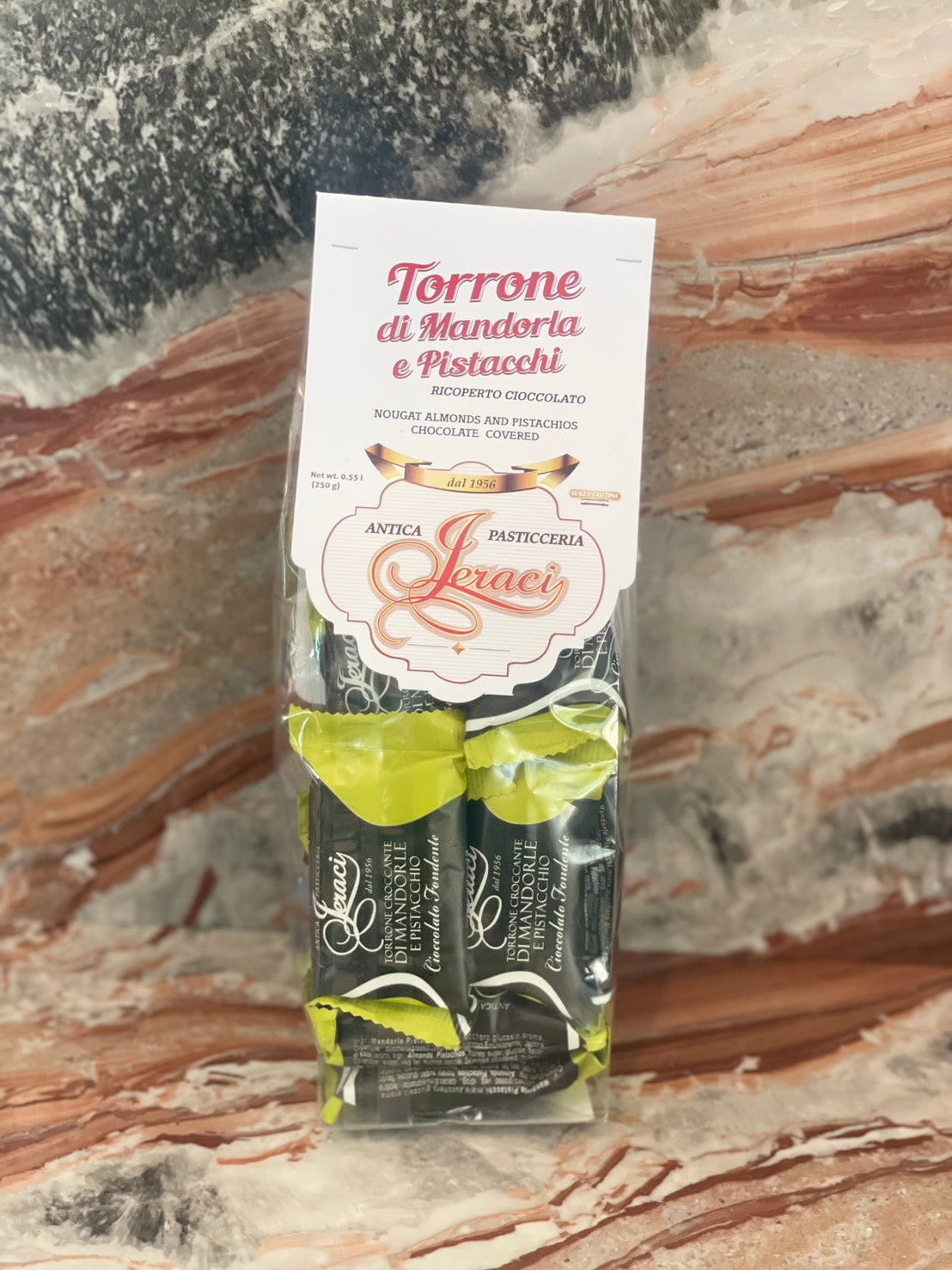 Chocolate-Covered Almond & Pistachio Torrone – Antica Pasticceria Jeraci (250 g)